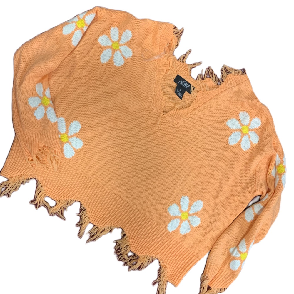 Just Polly floral distressed sweater